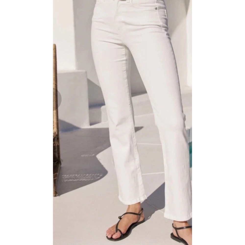 AYR The Bomb Pop Jeans Straight Leg Magnolia White Size 28 Frayed Ankle